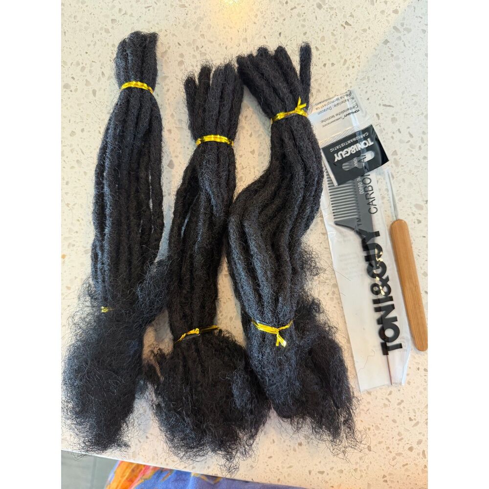 NWT Neyq 8in Human Hair Loc Extensions 30 Strands 0.8cm 1B Natural Black